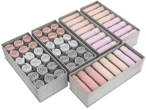 Lifewit Juego de 5 Organizador Cajones para Cómoda HEMNES, Separador Cajones Plegable, Cajas Organizadoras, Organizador Armario para Ropa, Ropa Interior, Ropa Infantil, Calcetines, Corbatas, Gris