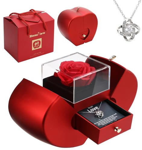 Wikay Ewige Rose Box, Ewige Rose Geschenk für Frauen, Handgefertigte konservierte Rosen schmuck-Geschenk Box, für Frauen für Valentinstag, Muttertag, Jahrestag, Geburtstag für Schwester, Ehefrau