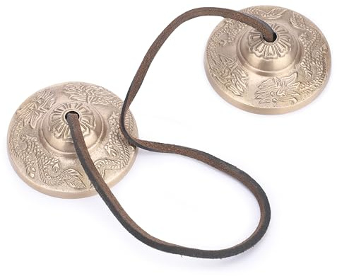 Ajuny Tibétain Tingsha Cymbales Cloches Bouddhiste Méditation Yoga Cloche 2 pièces En Relief Avec Dragons Manjira Instrument Cadeaux Spirituels
