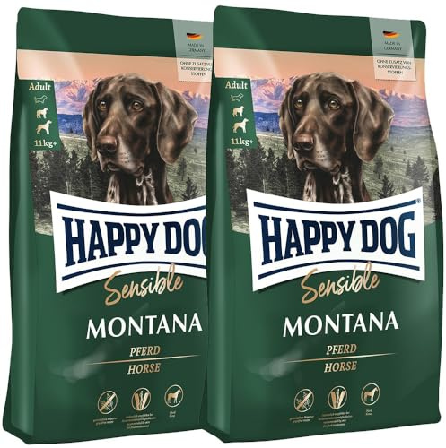 Happy Dog Sensible Montana - M - Trockenfutter, Hundefutter - Geschmacksrichtung Pferd - Glutenfrei, Getreidefrei, Monoprotein, Omega-3 und Omega-6-2x10kg