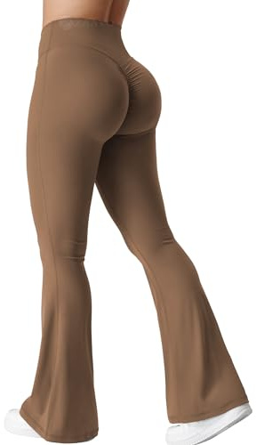 Zaayo - Leggings svasati da donna, con scollo a V, a vita incrociata, pantaloni per yoga e allenamento, pancia piatta, L