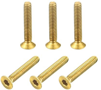 sourcing map Flachkopfschrauben, M2-0,4 x 12 mm, Messing, Innen-Sechskantantriebsschrauben, 6 Stück