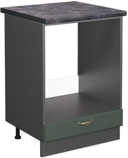 Vicco Herdumbauschrank Fame-Line, Grün-Gold Landhaus, 60 cm | MDF-Front · AP Anthrazit inkl. · Höhenverstellbare Füße · Metallgriffe · Einfache Integration ✓