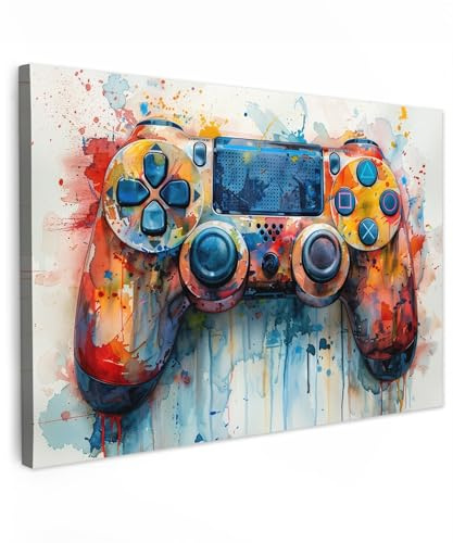 MuchoWow© Bild auf Leinwand Groß XXL Schlafzimmer Bilder Badezimmer Wand | 120x80 cm - Deko Wohnzimmer Moderne Wanddeko Bilderwand Geschenk Kinder - Jugendzimmer - Spiele - Gamecontroller