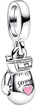 Wedanor Damen Boxhandschuhanhänger Charm Anhänger für Armband 925 Sterling Silber Geburtsstein Charms Beads