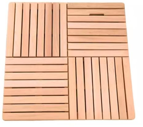 Badematte Holz Stabile Holz-Duschfußmatte mit Gespleißten Lamellen, Bequeme und Warme Holzbadematte fürs Badezimmer, Schnell Trocknendes Holzduschbrett, Leicht zu Reinigen(60cmx80cm(23.6inx31.5in))