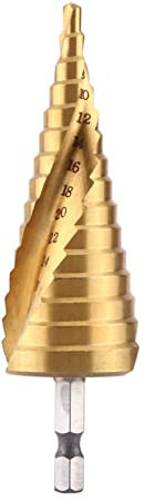 Titanbeschichteter Stufenbohrer, 4 Bis 32 Mm Lochbohrer für Elektrowerkzeuge, Spiralnut, Sechskantschaft, Ideal für Dünnes Eisen, Aluminium, PVC