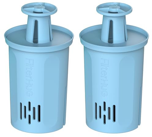 Paquete de 2 filtros de agua, repuesto para filtro de agua Brita Elite, compatible con jarras y dispensadores de agua Brita, sin BPA, reduce el 99% del cloro, dura 6 meses FILTERHUG®