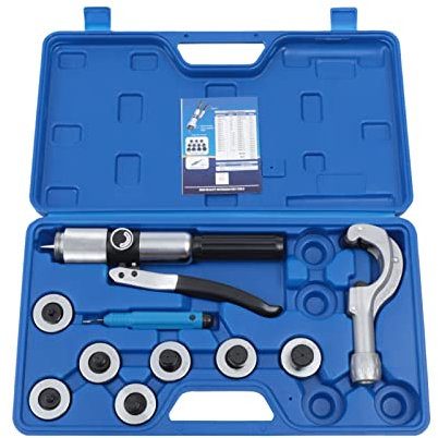 Hydraulisches Aufweitwerkzeug, Rohraufweitwerkzeug, Presswerkzeugsatz, 7 Aufweitköpfe mit Rohrschneider, 3/8 1/2 5/8 3/4 7/8 1 1-1/8 Zoll, HVAC-Hydraulikpresswerkzeugsatz zum Aufweiten von Kupferroh