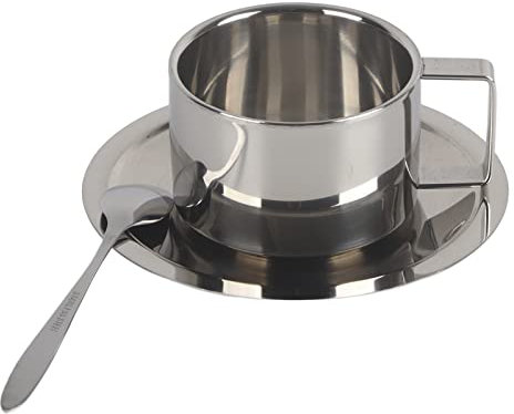 Dsacxixai Set di 3 tazze da caffè in acciaio inox, tazzine da caffè, tazzine da caffè espresso e ottime tazze da cappuccino per latte, cappuccino, latte, tè