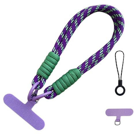 MAEXUS DELUXEFOX - Cadena corta universal para teléfono móvil con 2 cadenas para teléfono móvil, cadena corta, correa para teléfono móvil, cadena para teléfono móvil, cordón para mujer (morado),
