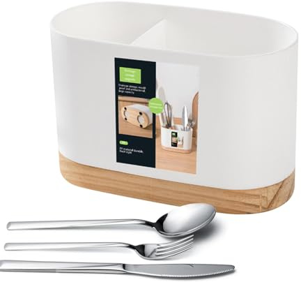 Scolaposate, porta utensili da cucina, portaposate, scolaposate, cestino portaoggetti per bacchette, per organizzare utensili da cucina e bacchette (bianco)