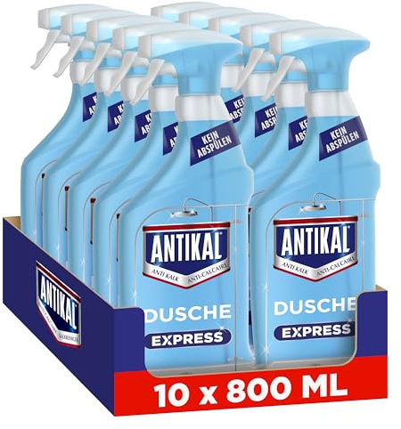 Antikal Kalkreiniger Bad, 10x800 ml | Entfernt Kalkablagerungen kraftvoll und hinterlässt glänzende Flächen in Bad und Dusche.