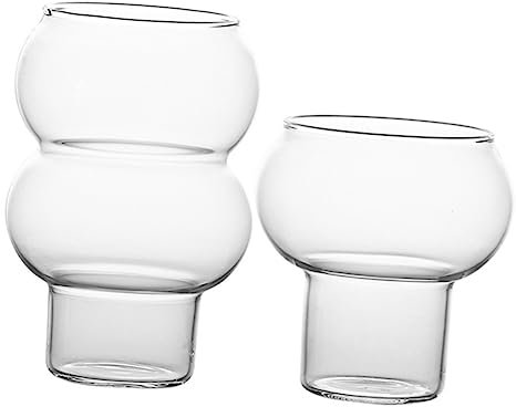 Cabilock 2piezas Copa De Barriga Grande De Vidrio Para Pudín Postre Frutero Ensalada Aperitivos Para Niña Vasos