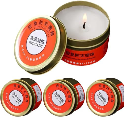 Lot de 4 bougies à combustion lente, bougie de survie longue durée, 30 heures d'éclairage de maison, bougie de camping à combustion lente, éclairage de la maison coupe-vent