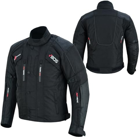 BOSmoto Herren-Motorradjacke – Wasserdicht, Atmungsaktiv & Abriebfest,Motorradjacke mit Protektoren,Touring-Motorradjacke für Herren