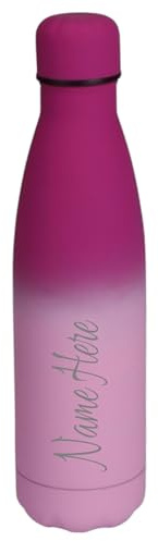 Personalised Engraved 500ml Insulated Water Bottle with Any Name Hot or Cold Drinks Selection of Colours (Pink Gradient)