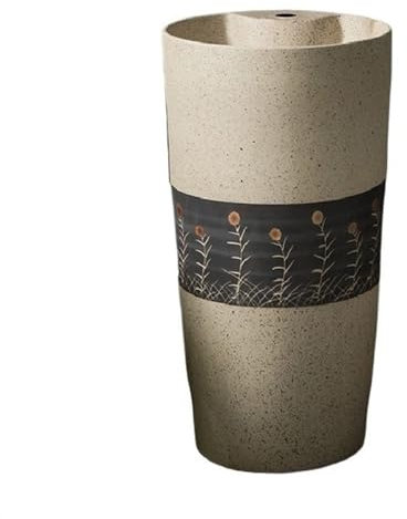 CAFIEDR Lavabo de Pedestal para baño, Lavabo de Columna de cerámica Tallada, Lavabo de tocador, Lavabo de pie con un Solo Orificio para Grifo, Lavabo de baño con Pedestal de una (A)