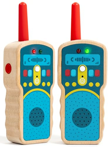 Nene Toys Talkie-Walkies en Bois pour Enfants – Vrais 2-Voies, portée 500 m – Push-to-Talk, Un Seul Canal – Hêtre FSC®, sûr & Durable – Jeu intérieur/extérieur – Cadeau 2–8 Ans