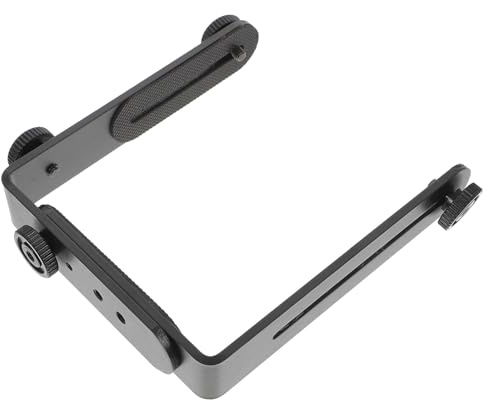L-förmige Kamerahalterung für DSLR aus Metall, Schwarz | Standard 1/4 Schraublöcher, Abnehmbare Verbindungen, Rutschfeste Konstruktion mit 4 Muttern