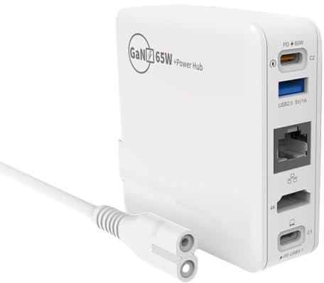 Illkjasfc Portable 5 In 1 Charging Station Adapter For Consoles HDTV1.4 RJ45 USB C Phone Charging Dock Keyboards