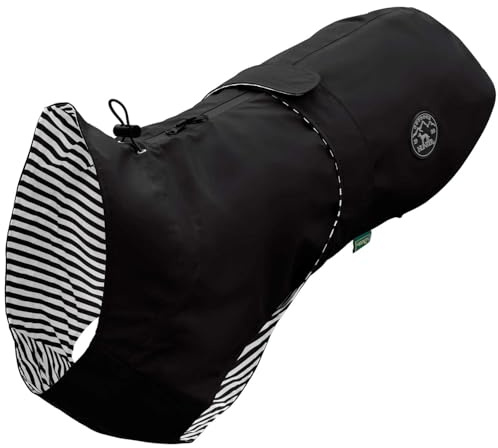 HUNTER Hunde-Regenmantel Milford, Farbe: schwarz, ergonomische Passform für optimalen Schutz, individuell verstellbar, Reißverschluss für Geschirrträger, pflegeleicht & waschbar bei 30 °C, Größe: 80