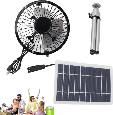 Solfläkt för camping, Solfläkt för camping Bärbar, USB-laddning, lätt,