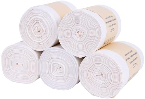 Pro-kleen Sanitary Bin Liner Bags, 250 Biodegradable Hygienic Compostable Trash Rubbish Disposal Bags for 20L Sani or Kitchen Waste Bins For Bathroom, Office, Swing Pedal Bins, Compostable (5 Rolls)