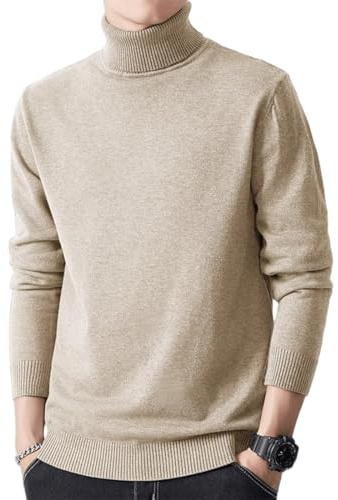 Jersey Hombre Cuello Alto Invierno Manga Larga Cuello Alto Suéter de Punto Sweater Jersey para Hombre Sudadera De Punto Tejido Grueso para Suéter