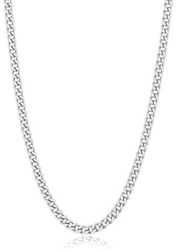 sovesi Silver Tone Chain for Men, 3.5mm Cuban Link Chains Necklace 20 Inch