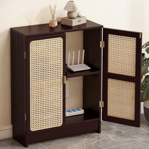 Routerständer und Heizkörperabdeckung aus Bambus-Rattan-Material, große Aufbewahrungsbox für WLAN-Router, Keine Signalblockierung, verbesserte Wärmeableitung für Büro und Zuhause (braun, 70