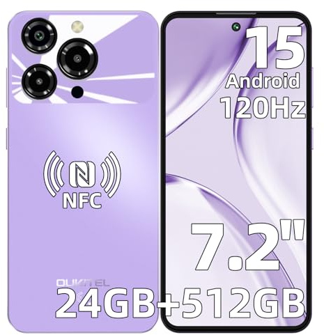 OUKITEL C69 Smartphone, 7.2 &120Hz Display, 24GB RAM+512GB ROM/1TB Telefono Cellulare, Smartphone Android 15, 6000mAh Telefoni Cellulari, 64MP Cellulari e Smartphone, Dual 4G SIM/NFC/Fingerprint/OTG