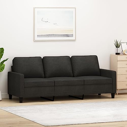 Mimdixy Küchensofa Moderne Couch Loungesofa,3-Sitzer-Sofa Schwarz 180 cm Stoff Für Wohnzimmer Schlafzimmer