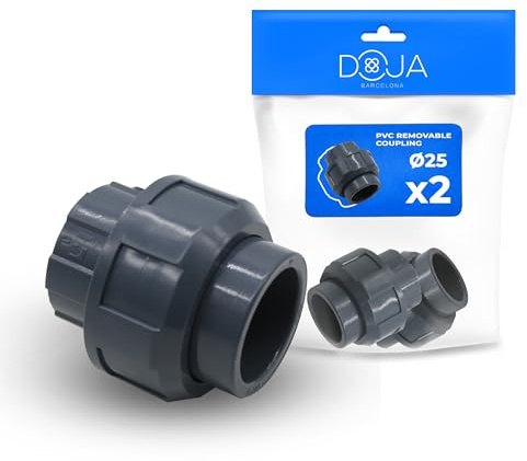 DOJA Barcelona Manguito Desmontable PVC - Pack 2 - Ø25mm Hembra - Fácil Instalación - Racor y Manguito PVC para de Agua y Riego, Versatilidad en Aplicaciones y Función Eficaz, Conector Union