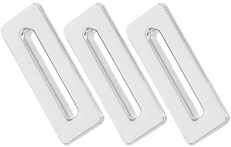 SHINEOFI 3pcs Bathroom Sink Overflow Hole Cover Caps, Rectangular Copper Silver Basin Overflow Trim Rings for Washbasin and Bathtub Drain Hole Protection
