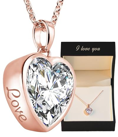 Amoonìc Herzkette Silber 925 & vergoldet mit Gravur Love Halskette Damen | Herzanhänger Ich liebe Dich Kette mit Zirkona Herz Stein Frauen Schmuck Geschenk für Sie personalisiert als Liebesgeschenk