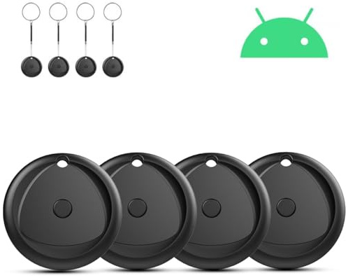 Android Tarcker Tags 4-Pack Work with Find Hub App for Luggage, Backpack, Bag, Keys Finder, Smart Tag with 80dB Loud Alarm Volume, Replaceable Battery, IP67 Waterproof Item Locator
