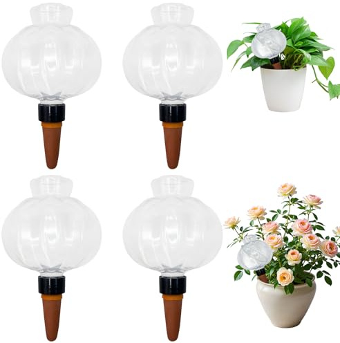 4 bolas de riego, dispensador de agua de 350 ml, sistema de riego para plantas de interior, riego automático para plantas en maceta, cestas colgantes (D)