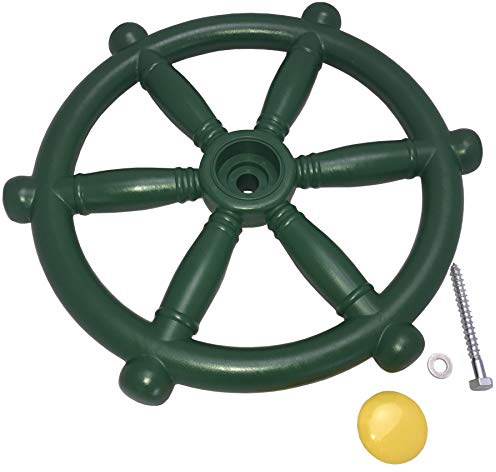 Spielturm Steuerrad Grün 30 cm – Piraten Lenkrad für Spielturm, Baumhaus & Schaukelgerüst – Schiffslenker Kunststoff wetterfest – Piratenschiff Zubehör inkl. Schrauben & Abdeckung