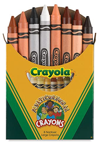 CRAYOLA Multi-Cultural Crayons, Large, 7/16 x 4 Inches, Assorted Skin Tone Colors, Pack of 8