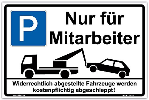 Schild Parken - Nur für Mitarbeiter Hinweisschild 450x300 mm stabile Aluminiumverbundplatte 3mm stark - inkl. 4 Eckbohrungen