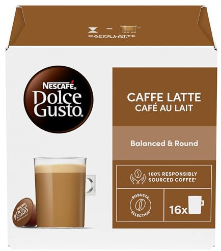 NESCAFÉ DOLCE GUSTO Caffè Latte, 3 Confezioni da 16 Capsule (48 Capsule Compatibili Nescafé Dolce Gusto)
