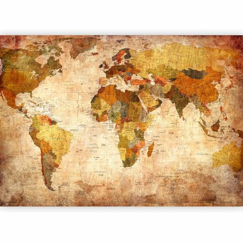 murando Fotomurales Mapamundi 200x140 cm XXL Papel pintado tejido no tejido Decoración de Pared decorativos Murales moderna de Diseno Fotográfico Mapa del mundo Vintage k-A-0315-a-a
