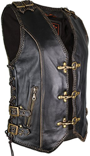 MDM Chaleco de piel Chopper para mujer (corte entallado para mujer).