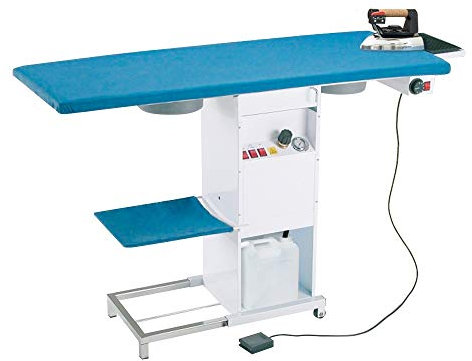 EOLO Table à Repasser Professionnelle Rectangulaire Chauffante 2 Moteurs Aspirants Linge Draps Centrale Vapeur Fer Anticalcaire Chaudière Cuivre Régulation Température Efficacité Energétique A++ TS09