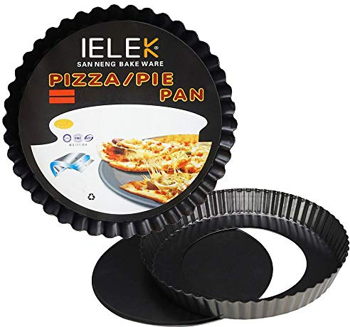 Tart Flan Pie Pan Nonstick Heavy Duty 10 Inch Quiche Cheese Molds With Removable Loose Bottom Fluted