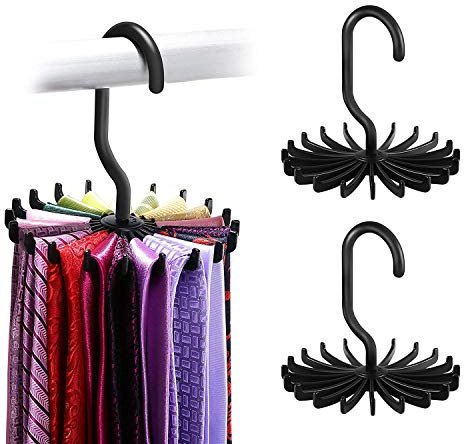 SUNTRADE 2X Multifunction Non-slip 360 Degrees Rotating Tie Hanger Rack