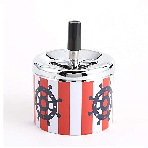 Cendrier rotatif avec couvercle poussoir en acier inoxydable pour intérieur ou extérieur Rouge marine