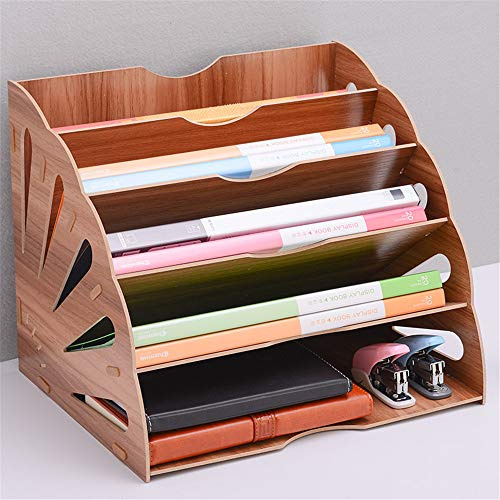 Dokumentenablage Holz, Büro A4 Ablage Postablage Schreibtisch Organizer Briefständer Box Für Magazine, Papiere und Dokumente (Braun)