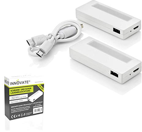 INNOVATE Mini Akku LED Schrankbeleuchtung mit Bewegungsmelder 2 Stk. Magnet